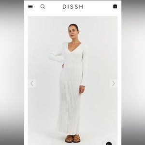 DISSH BRAND NEW WHITE RIBBED LONG SLEEVE DRESS